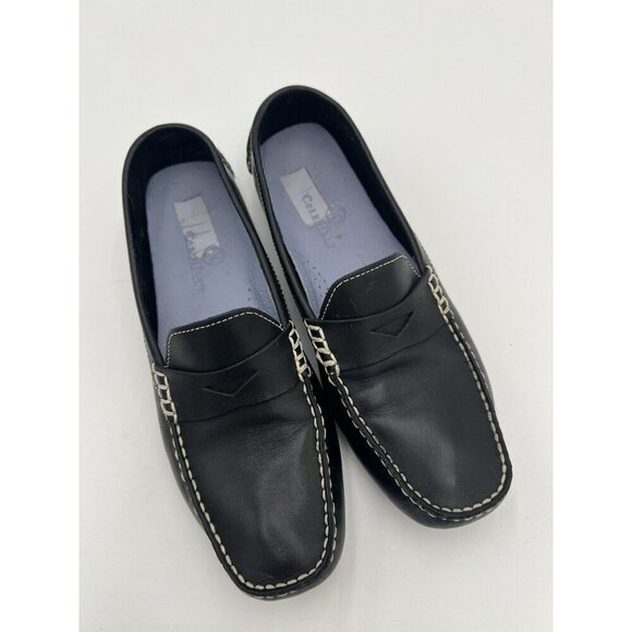 Cole Haan Shoes - COLE HAAN Driving Shoes Loafers In Black Leather Cream Topstitch Size 8 AA EUC